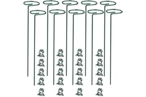 SUNYAY 10 Stücke 40cm Grüner Pflanzenstütze Staudenhalter Strauchstütze Stahl Garden Single Stem Stützring für Pflanzen Blumen Gemüse