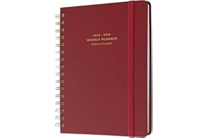 Kokonote A5 Academic Diary 2025-2026 Week To View - Cherry Lacquer | Academic Planner 2025-2026 With Stickers, Student Essentials For University, Back To School Supplies