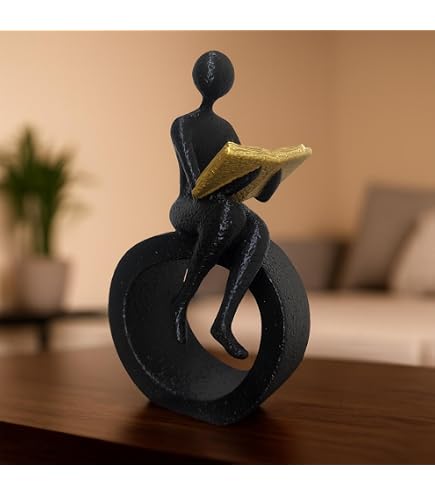Buy Abstract Figure Sculpture Reading Book, White, Resin