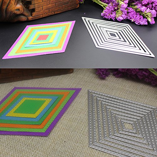 Amazingdeal365 8 PCS Karo Zeichen Metall Form Schablonen Schneiden DIY Dekor Sammelalbum Karten Buchzeichen Lesezeichen als Geschenk für Freunde Geburtstag Kinder,Kindergarten Hobby Schule Handarbeit Unterricht usw. Ein tolles Geschenk! - 7