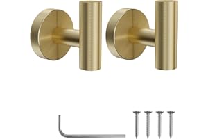 YUET 2 Pezzi Ganci Portasciugamani in SUS 304 Acciaio Inox Gancio Appendiabiti da Parete Con Accessori a vite per Cucina e Bagno Asciugamani Muro Accappatoio (Oro)