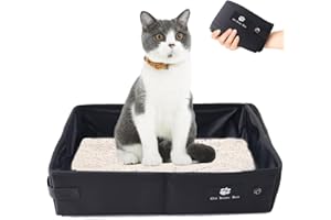 OMXYINMA Bac à Litière pour Chat Pliable, Litière de Voyage Portable pour Chat, Imperméable, Facile à Nettoyer pour Maisons de Toilette pour Chat Domicile et Extérieures Camping, Grande Taille, 45*35cm(Noir)