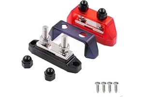 Gloaso 12V-48V DC Sammelschiene 250A Busbar mit Dual M8 Bolzen Klemmleisten Batterie Sammelschienen Erdungsstrom Stromverteilerblock 250 Amp Bus Bars für Kfz Solar Boot LKW, Rot & Schwarz 2 Stück