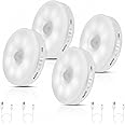 ravido 4 Pcs White Motion Sensor Light - Wireless Self Adhesive Stick On LED Nightlight Rechargeable Body Sensor Wall Light with ON/Off Switch for Hallway, Wardrobe, Bedroom, Stairs