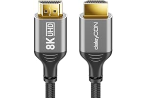 deleyCON 2m 8K HDMI 2.1 Kabel (48G, ULTRA Highspeed) 8K@60Hz 4K@120Hz 2K@144Hz/165Hz EARC HDCP 2.3/2.2 - Kompatybilny z DTS:X Dynamiczny HDR Dolby Atmos TV PS5 Xbox Soundbar Monitor