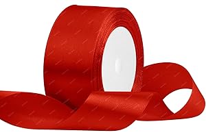 RIBONIES Nastro di raso Rosso, 40mm x 22 Metri Nastri in tessuto solido per confezioni regalo, bouquet di fiori, artigianato e decorazione di feste nuziali
