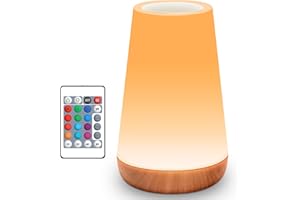 ‎AUXMIR Auxmir Nachttischlampe Nachtlicht 13 Farben 5 Modi, Stilllicht Kinder mit Timing Funktion, Tischlampe Kabellos USB Aufladbar Touch Dimmbar Fernbedienung, Lampe für Schlafzimmer Balkon Camping Outdoor