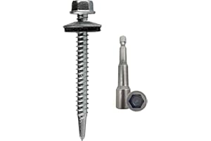 DOJA BARCELONA DOJA Industrial | Tornillos Autotaladrantes 5,5x50 + Vaso Taladro M8 | PACK 100 de Tornillo Autoperforante Autorroscante Hexagonal + 1 Llave de Vaso Torx | Para Chapas Metalicas, Tejado, Aluminio.