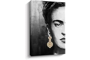 Pigort Frida Kahlo Wandkunst Leinwanddruck Schwarz und Weiß Gemälde Kunstwerk Wanddekoration, Galerie verpackt (Schwarz, 61 x 91,4 cm)