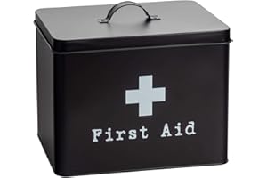 Harbour Housewares Vintage Metal Erste Aid Box - 29cm - Schwarz