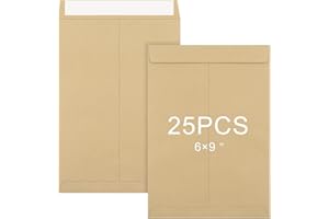 AMASSAN 25 Packs A5 / C5 Self Seal Pocket Envelopes, Kraft Peel and Seal, No Window Design for Office, Home, School (229 x 162 mm)