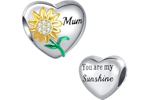 LSxAB Sunflower You are My Sunshine Charm for Mum Nana Friend Compatible with Pandora Charms Bracelets