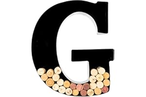 will's Porte-bouchon à vin - Lettre monogramme en métal (G), Noir, Grand | Cadeaux pour les amateurs de vin, cadeaux de pendaison de crémaillère, de fiançailles et de fête prénuptiale