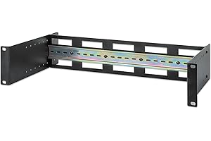 Intellinet Verstellbares 48,3 cm Rackmount 2U DIN-Schienen-Kit – 8-stufige Tiefenverstellung mit Zylinderhut, 12,2 kg Tragkraft, strapazierfähig – 716345