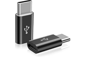 Meliya Adaptador USB C a Micro USB 2 Piezas, Adaptador Micro-USB Hembra a USB C Macho para Samsung Galaxy, Huawei, Xiaomi, OPPO, Vivo, USB-C Teléfonos, Tableta PC y Más(Negro)