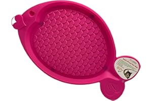PET LIVING Cat Spill Proof Pet Feeding Mat Tray Anti Skid Feet Fish Shape Food Bowl Mat for All Cats & Kittens (Cherry Pink)