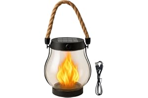 BommFu Solarlaternen Für Draußen - Solarlampen Outdoor Wasserdichte Beleuchtung - Flackernde Flammen Design USB Aufladbar Deko Für Baumäst Gruselhaus Balkon Garten