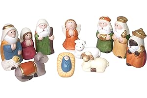 be4To© KINDER-KRIPPE COMIC STYLE - NIEDLICHES KRIPPENFIGUREN-SET 11 teilig HANDBEMALTE KERAMKFIGUREN