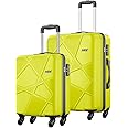 Safari Polypropylene (Pp) Pentagon Hardside Small and Medium Size Cabin & Check-in Luggage Set of 2 Suitcase Spinner Trolley Bags for Travel Green Lime Color 55Cm & 66Cm