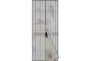 Sekey 90x210 cm Cortina Magnética de Puerta a Prueba de Mosquito para Puertas de Madera, Puertas de Hierro, Puertas Metálicas, Puertas del Balcón, Puertas de RV, Cierre Magnético Automático, gris
