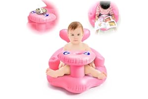 INFLATOAST Inflatable Seat, Comfortable and Versatile! Portable Floor Seat for Sitting Up, PVC Folding Baby Chair Suitable for 3-36 Months (Pink)