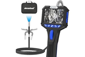 MRCARTOOL Endoscopio Industrial con Luz, 360° Giratorio Bloqueable Endoscopio Cámara de Inspección con 3.5" HD Pantalla, 6.2mm 1080P Cámara de Tubería, 32GB SD Card, 6 LED, IP67,1M Cable Semirrígido