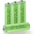 GENYESTAR Rechargeable AA Batteries, Ni-MH 1200mAh Double A Solar Batteries High Capacity 1.2V Pre-Charged for Outdoor Solar Lights, String Lights Pathway Lights, 4 pack