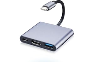 SUOXIOM Adattatore USB-C HDMI, 4K@60HZ HDMI 3 in 1 adattatore PD 100W, U-SB 3.0 5Gbps,USB C a HDMI compatibile con M-acBook Pro/Air, D-ell XPS, S-urface Pro, G-alaxy S24/S25