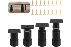 HexinYigjly 4 Pcs Patas para Muebles Regulables 80-120mm, Patas Regulables para Muebles, Pies Niveladores,Pierna Nivelador de Armario,Pierna de Muebles Mesa Silla Sofá Cama Pies Pierna-Nueva versión