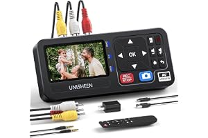 Unisheen VHS till digital omvandlare med fjärrkontroll, kompatibel med VHS, VCR, DVR, DVD, kassett, Hi8, Mini DV, Camcorder