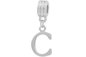 Charm Buddy Alphabet Letter Initial Pendant Dangle Charm Beads for Silver Charm Bracelets