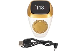 CICIGLOW Compteur de Doigts, Anneau de comptage Rechargeable 18mm BT5.1 Compteur Manuel de Chiffres et de clics Compteur Digital de Doigts pour iQibla APP avec écran 0.49in (Blanc)