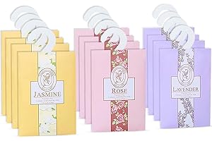 ALLSSAL Scented Sachet , 12Pcs Fragrance Sachet Bags Wardrobe Fresheners Drawer Fresheners Long Lasting for Drawers Closets, Wardrobes, Bathrooms,Cars (Lavender Jasmine Rose)