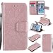 Produktbild Lonchee iPhone 5 5S 5G / iPhone SE Leder Wallet Tasche Brieftasche Schutzhülle , Sonnenblumen geprägten Muster Design Hochwertige PU Leder Folio Tasche Case Hülle im Bookstyle mit Standfunktion Kredit Kartenfächer (Rose Gold)