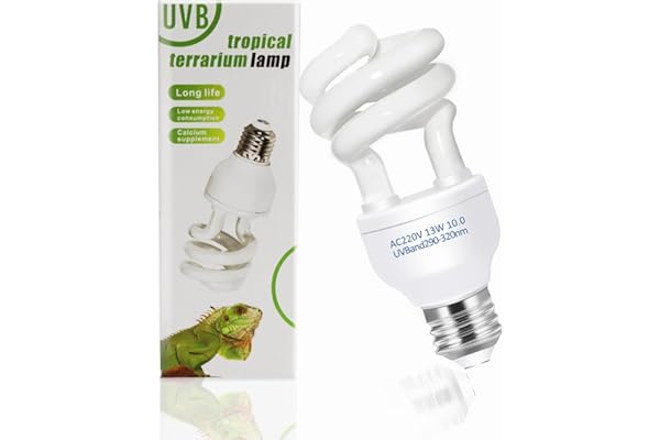 Caldarax 13W Ampoule UVA UVB 10.0 pour Reptiles, E27 Lamp UVB pour Tortue, AC 220V Lampe Fluorescente Compacte pour Terrarium Tortue Lézard Caméléon
