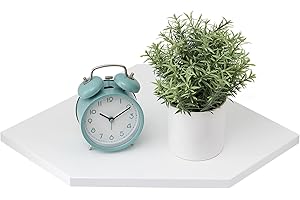 ‎GIEANOO Gieanoo Corner Shelf, White, Oak Corner Shelf, Wooden Corner Shelf, Hanging Small Plant Shelf, Wall Shelf, Wood for Bedroom, Living Room with Wire Hole