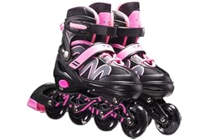 PUNELE Inline Skates,2 in 1 Inline Quad Skates for Children Adults,Adjustable Size Single Double Ice Skates Fitness Skates Roller Skates for Boys Girls Beginners ﻿