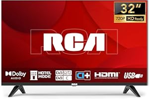 RCA TV 32 Zoll (80 cm) randlos LED HD Fernseher mit Triple Tuner (DVB-T/T2-C-S/S2), HDMI, CI+, USB-Media-Player, Hotelmodus, Dolby Audio (NRB32HQ1, 2024)