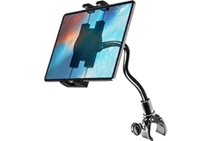 OILCAN Soporte Tablet Bici Cuello Cisne, Oilacn Manillar Porta Tablet para Bicicleta Spinning/Cinta Correr/Eliptica con Brazo Largo Ajustable para iPad Mini Air Pro, iPhone, Lenovo, Fire etc (4-12.9")