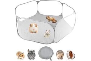 MELLYSTORE Tenda Piccoli Animali Tenda a Gabbia Portatile Box per Animali Domestici Pieghevole Indoor Outdoor Recinto Portatile Pieghevole per Cavia Conigli Criceto Cincillà Ricci Cucciolo Gattino(Grigio)