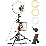 GIANT ELECTRIC 10" Ring Light, Luci per selfie, tre modalità di temperatura colore, 11 livelli di luminosità, 128 LED, treppi