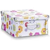 Zeller 17853 Cardboard storage box Multicolor (Blumen) 40 x 33 x 17 cm
