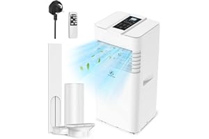 Andizun 9000BTU Air Conditioning Unit, 4-in-1 Portable Air Conditioner, Dehumidifier, Ventilation, Cooling Fan with 3 Speeds, Digital Display & Remote Control, 24 Hour Timer for Room Up to 215sq.ft