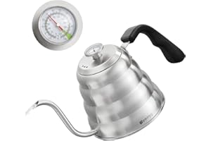 WENEGG Pour Over Coffee Kettle with Thermometer for Exact Temperature 40 fl oz - Premium Stainless Steel Gooseneck Kettle for Drip Coffee, French Press and Tea - Works on Stove and Any Heat Source