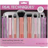 Real Techniques Blends Set, 10-Piece Makeup Brush Collection with Beauty Bag for Face and Eye, Use with Liquid, Cream, or Pow