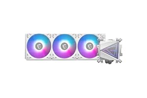 MSI MAG CORELIQUID I360 WHITE Watercooling AIO - Large plaque froide en cuivre, ARGB sur tête de bloc et ventilateurs LDB, waterblock à double chambre, radiateur Split-Flow, compatible Intel & AMD