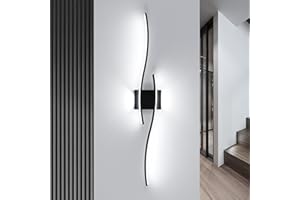 Mckalen Aplique de Pared LED Lineal Interior, 89CM Lámpara de Pared Negro Moderno 27W 3035LM, Luz LED de Pared Aluminio para Dormitorio Sala de Estar Pasillo, Luz Blanca 6500K