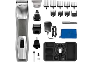 WAHL Chromium 11 en 1 Multigroomer, Habilidad para cortar cejas, Recortador corporal, Recortador de barba para hombres, Afeitado corporal, Afeitado facial, Totalmente lavable, Set de aseo masculino