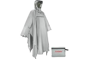 Andake Poncho de Lluvia con Capucha Chubasquero Impermeable Ligero Multifuncional como Toldo Manta Estera de Camping para Senderismo Ciclismo