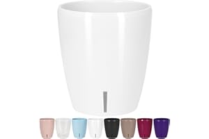 Santino Doniczka do storczyków, średnica 12 cm, samonawadniająca się doniczka z systemem knotów i wskaźnikiem poziomu wody do użytku w pomieszczeniach, biała, 1,3 l